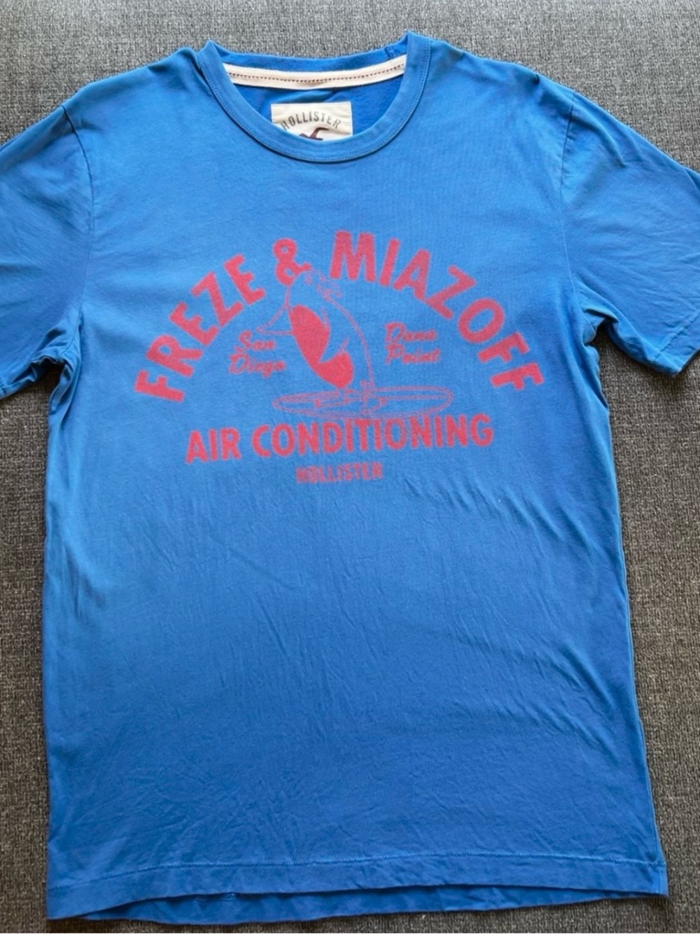 Hollister Men's Blue Graphic Tee - 'Freeze & Miazoff' Humor Funny